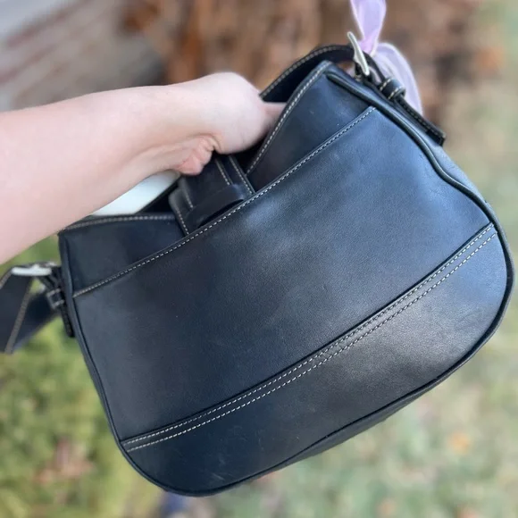 Coach Hampton Black Leather Shoulder Bag ๐ค Y2K - Picture 8 of 16
